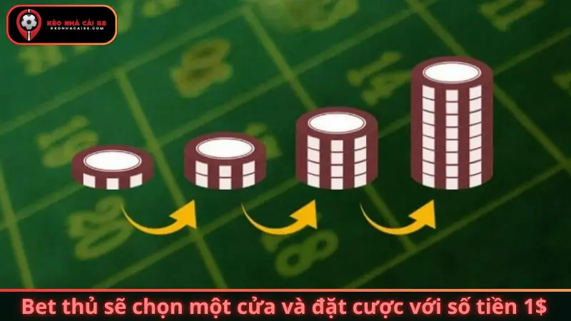 Bet thủ sẽ chọn một cửa và đặt cược với số tiền 1$
